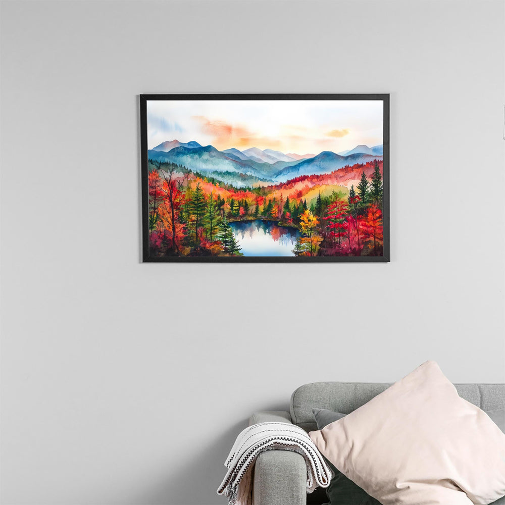 Adirondacks New York Watercolor Poster Adirondack Mountains Travel Print Nature Landscape Painting Wall Art USA Souvenir