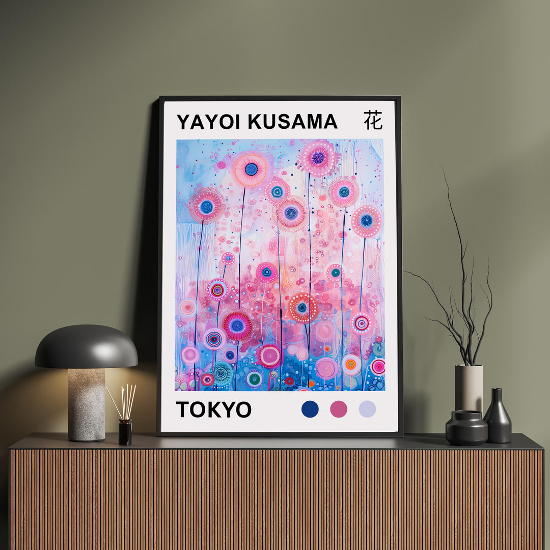 Yayoi Kusama Flower Poster Modern Pop Art Print Japanese Abstract Floral Design Polka Dot Botanical Artwork for Contemporary Home Decor