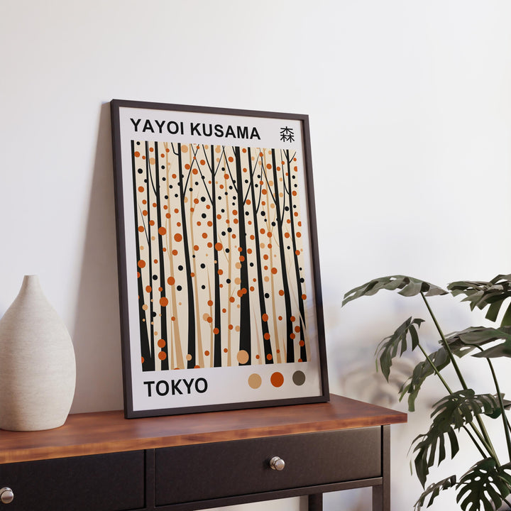 Yayoi Kusama Forest Poster Modern Pop Art Print Japanese Abstract Nature Design Polka Dot Woodland Artwork for Contemporary Home Decor