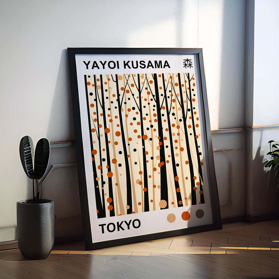 Yayoi Kusama Forest Poster Modern Pop Art Print Japanese Abstract Nature Design Polka Dot Woodland Artwork for Contemporary Home Decor