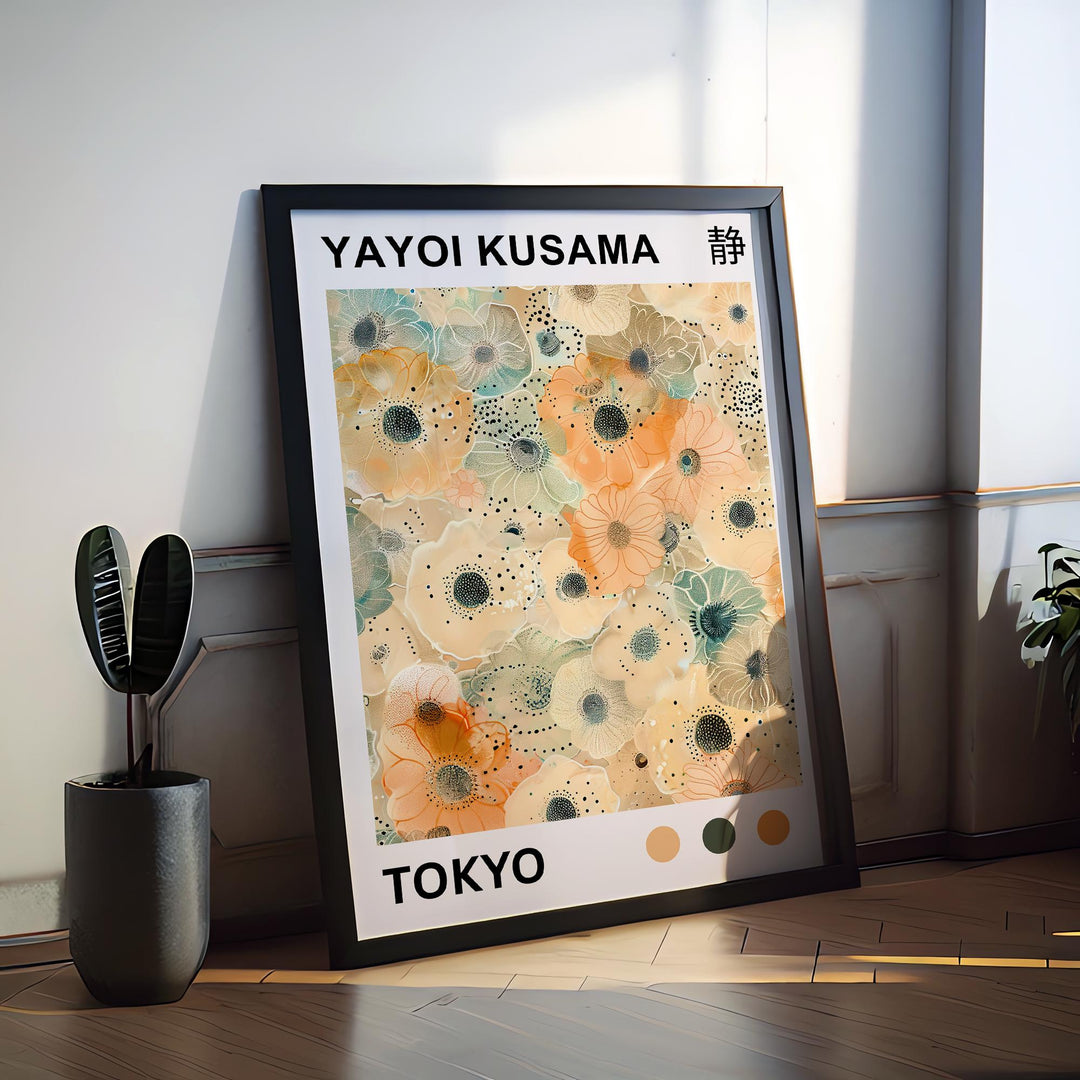Yayoi Kusama Flower Poster Modern Pop Art Print Japanese Abstract Floral Design Polka Dot Botanical Artwork for Contemporary Home Decor