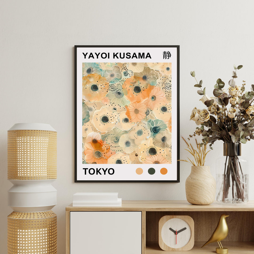 Yayoi Kusama Flower Poster Modern Pop Art Print Japanese Abstract Floral Design Polka Dot Botanical Artwork for Contemporary Home Decor
