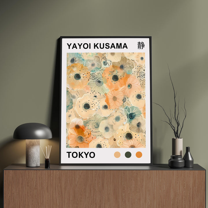 Yayoi Kusama Flower Poster Modern Pop Art Print Japanese Abstract Floral Design Polka Dot Botanical Artwork for Contemporary Home Decor