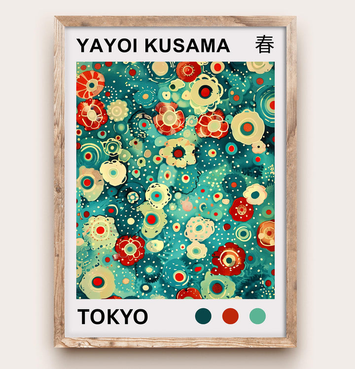 Yayoi Kusama Flower Petals Poster Modern Pop Art Print Japanese Abstract Floral Design Polka Dot Artwork for Contemporary Home Decor