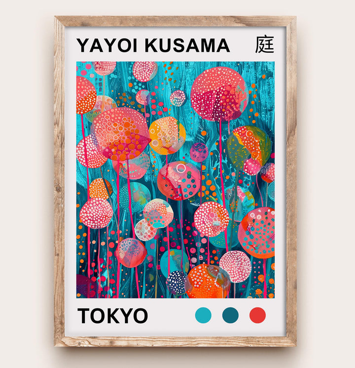 Yayoi Kusama Tall Flower Stems Poster Modern Pop Art Print Japanese Abstract Floral Design Polka Dot Botanical Artwork for Home Decor