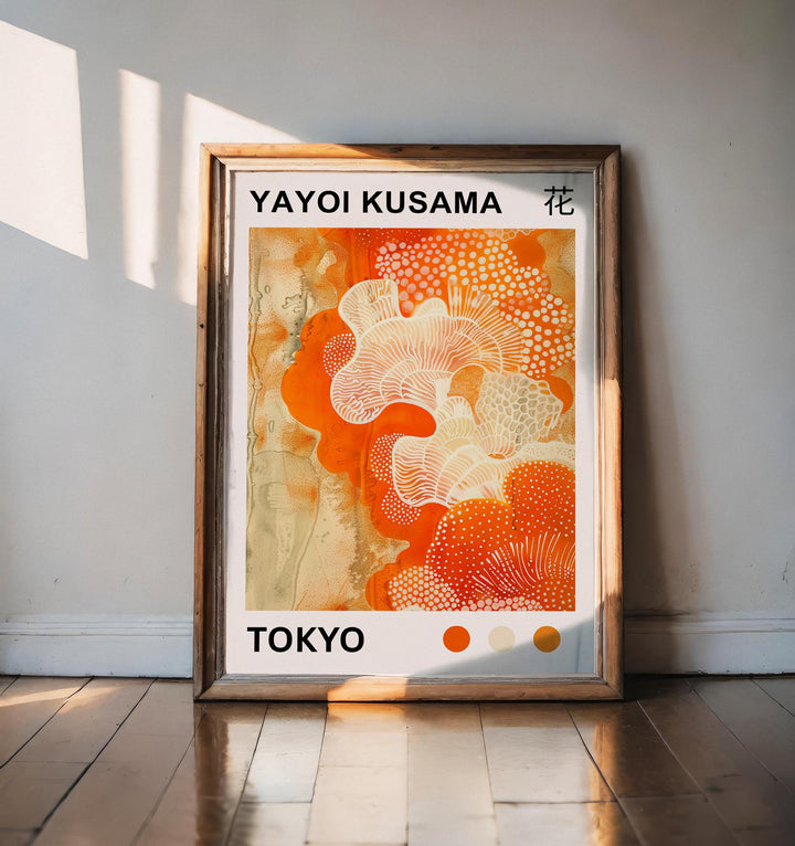 Yayoi Kusama Coral Poster Modern Pop Art Print Japanese Abstract Ocean Design Polka Dot Marine Artwork for Contemporary Coastal Decor