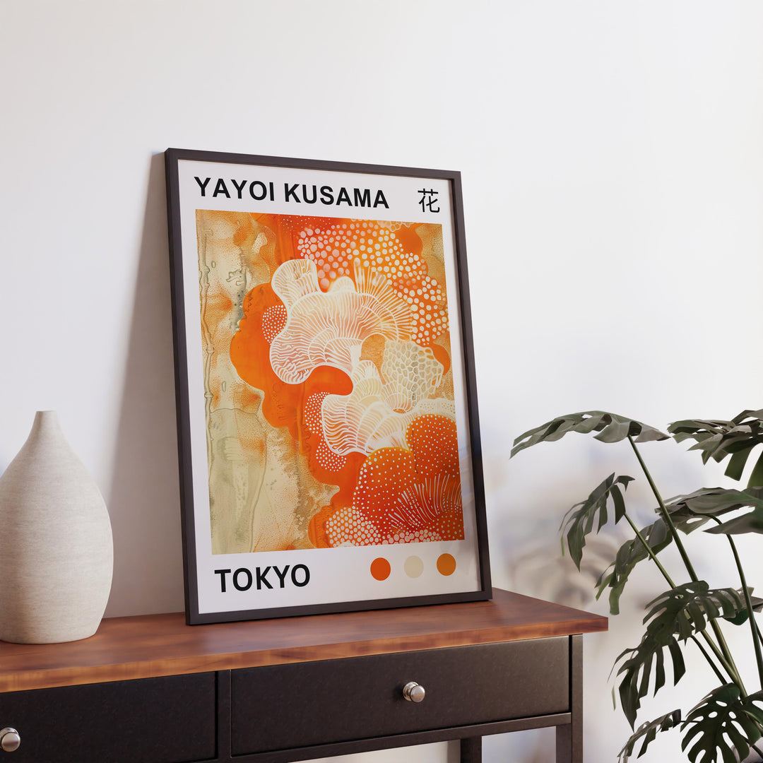 Yayoi Kusama Coral Poster Modern Pop Art Print Japanese Abstract Ocean Design Polka Dot Marine Artwork for Contemporary Coastal Decor