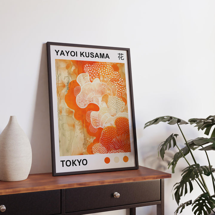 Yayoi Kusama Coral Poster Modern Pop Art Print Japanese Abstract Ocean Design Polka Dot Marine Artwork for Contemporary Coastal Decor