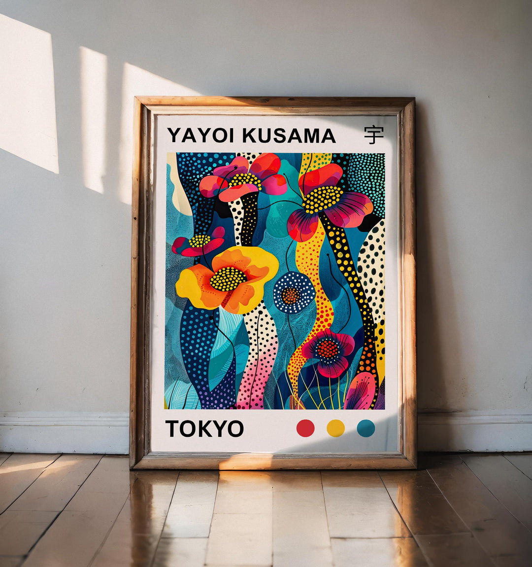 Yayoi Kusama Flower Poster Modern Pop Art Print Japanese Abstract Floral Design Polka Dot Botanical Artwork for Contemporary Home Decor