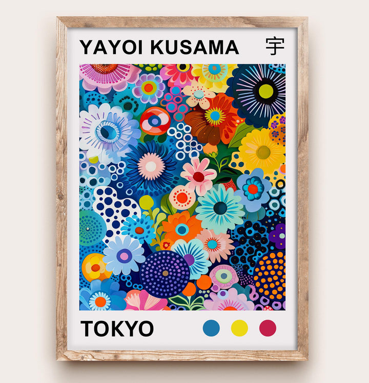 Yayoi Kusama Colorful Flowers Poster Modern Pop Art Print Japanese Abstract Floral Design Polka Dot Artwork for Contemporary Home Decor