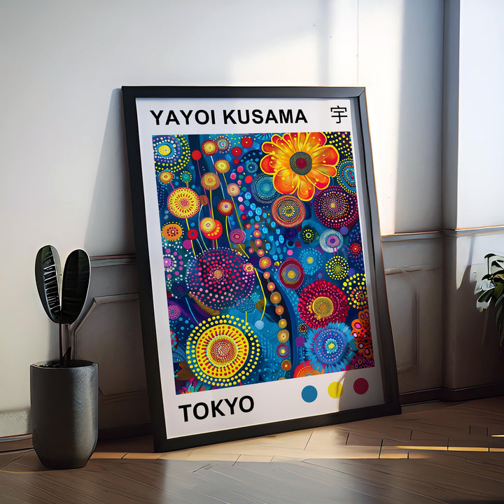 Yayoi Kusama Colorful Flowers Poster Modern Pop Art Print Japanese Abstract Floral Design Polka Dot Artwork for Contemporary Home Decor