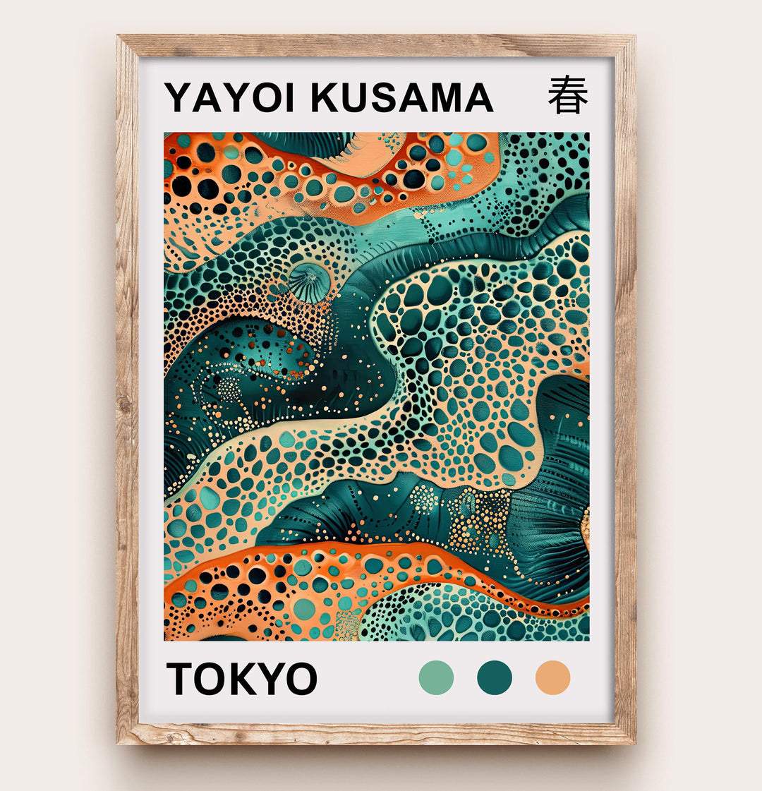 Yayoi Kusama Sea Waves Poster Modern Pop Art Print Japanese Abstract Ocean Design Polka Dot Marine Artwork for Contemporary Home Decor