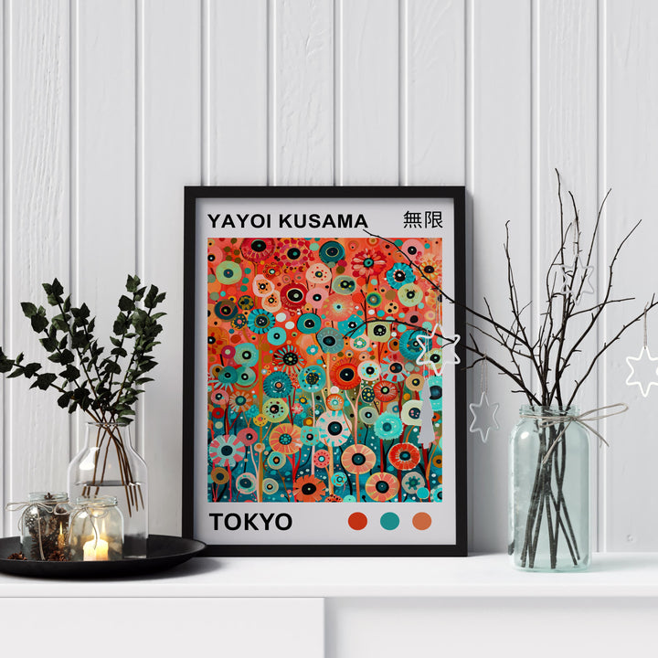 Yayoi Kusama Flower Petals Poster Modern Pop Art Print Japanese Abstract Floral Design Polka Dot Botanical Artwork for Contemporary Decor