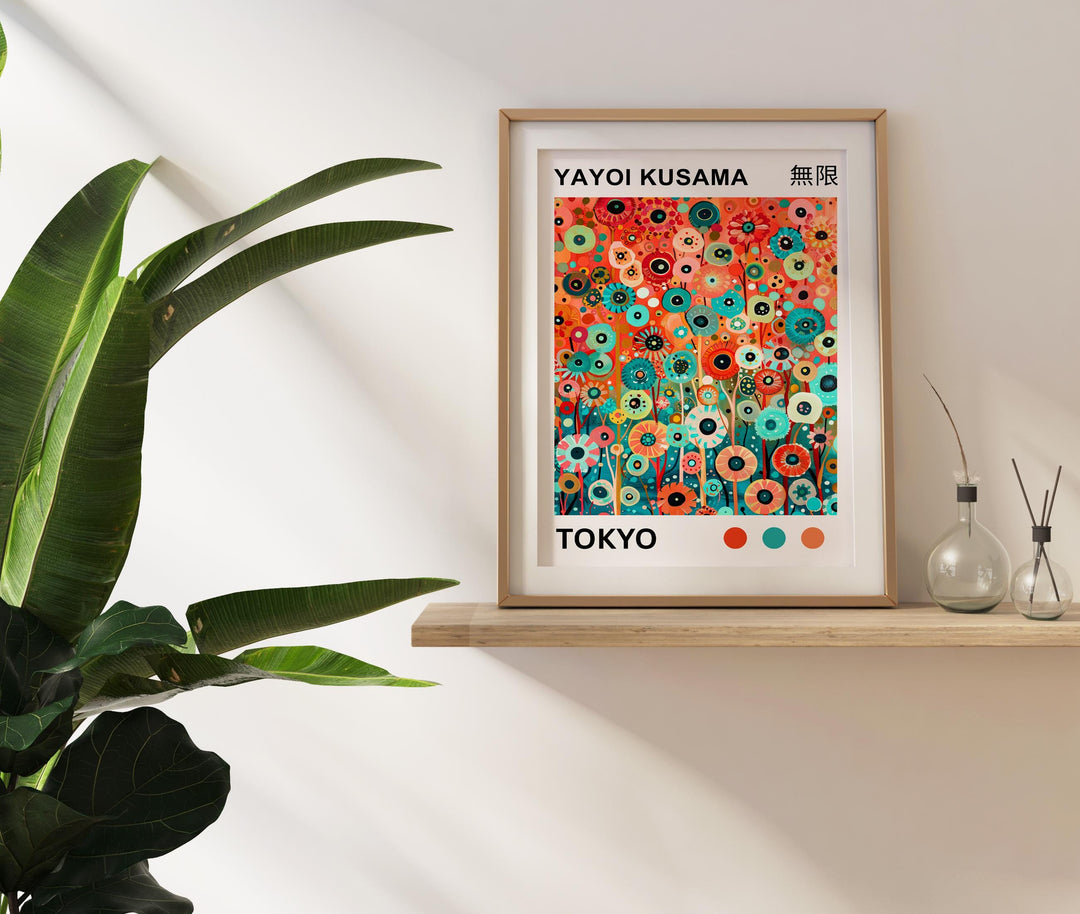 Yayoi Kusama Flower Petals Poster Modern Pop Art Print Japanese Abstract Floral Design Polka Dot Botanical Artwork for Contemporary Decor