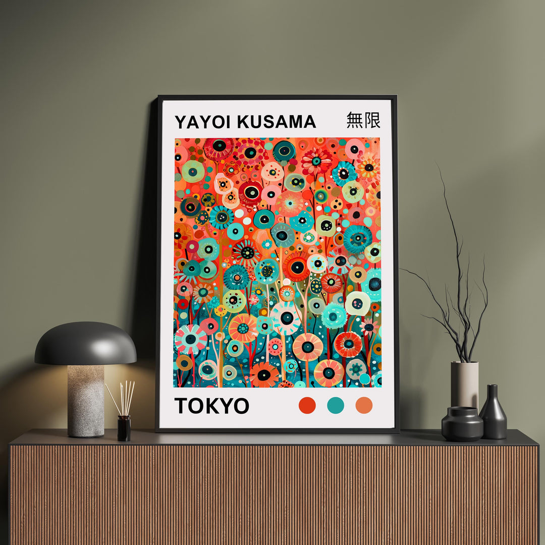 Yayoi Kusama Flower Petals Poster Modern Pop Art Print Japanese Abstract Floral Design Polka Dot Botanical Artwork for Contemporary Decor