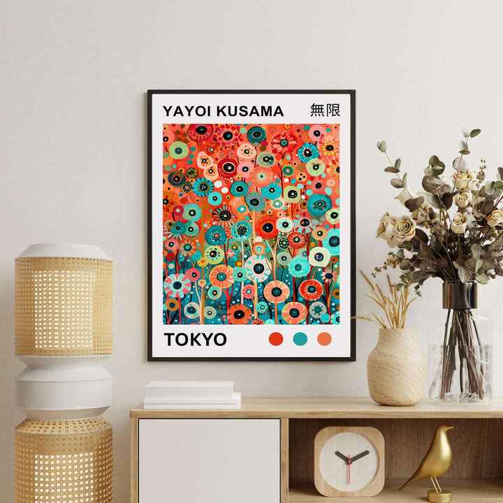 Yayoi Kusama Flower Petals Poster Modern Pop Art Print Japanese Abstract Floral Design Polka Dot Botanical Artwork for Contemporary Decor