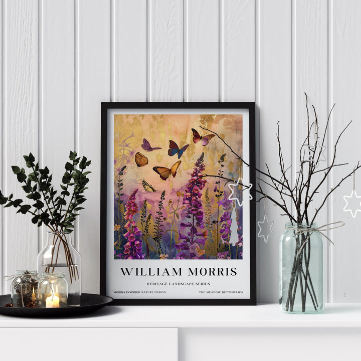 William Morris Meadow Butterflies Poster Vintage Botanical Wall Art Classic Nature Print Elegant Floral Decor Timeless Artwork for Home