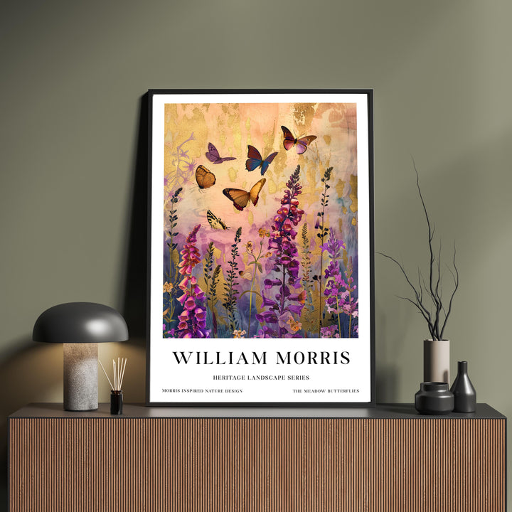 William Morris Meadow Butterflies Poster Vintage Botanical Wall Art Classic Nature Print Elegant Floral Decor Timeless Artwork for Home
