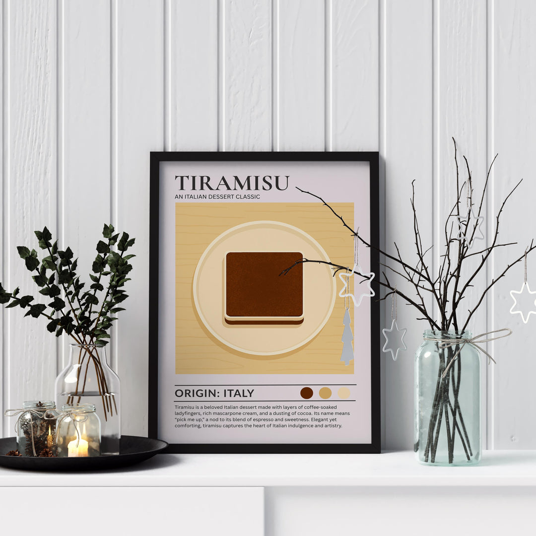 Tiramisu Kitchen Print Italian Dessert Poster Vintage Food Art Kitchen Wall Art Coffee Dessert Decor Dining Room Culinary Artwork
