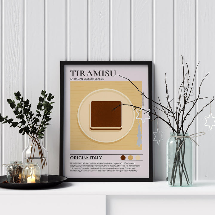 Tiramisu Kitchen Print Italian Dessert Poster Vintage Food Art Kitchen Wall Art Coffee Dessert Decor Dining Room Culinary Artwork