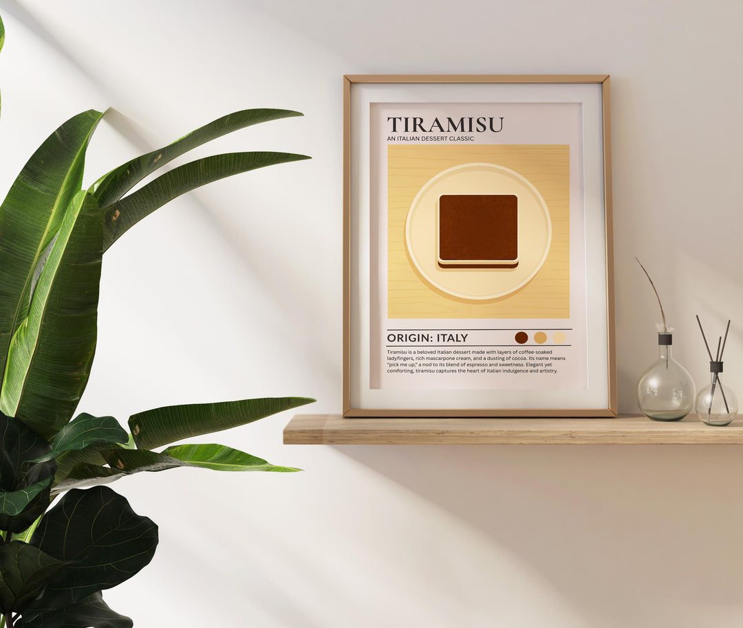 Tiramisu Kitchen Print Italian Dessert Poster Vintage Food Art Kitchen Wall Art Coffee Dessert Decor Dining Room Culinary Artwork