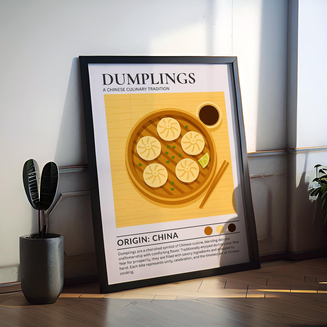 Dumplings Kitchen Print Asian Food Poster Vintage Culinary Art Kitchen Wall Art Chinese Cuisine Decor Dining Room Chef Artwork