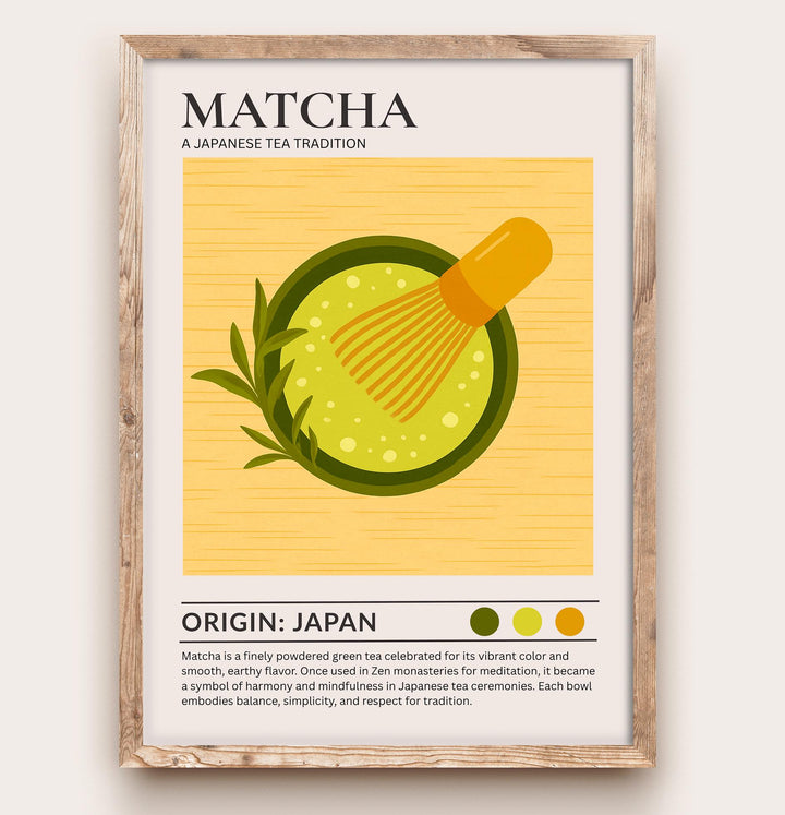Matcha Kitchen Print Japanese Tea Poster Vintage Food Art Kitchen Wall Art Asian Drink Decor Dining Room Culinary Artwork