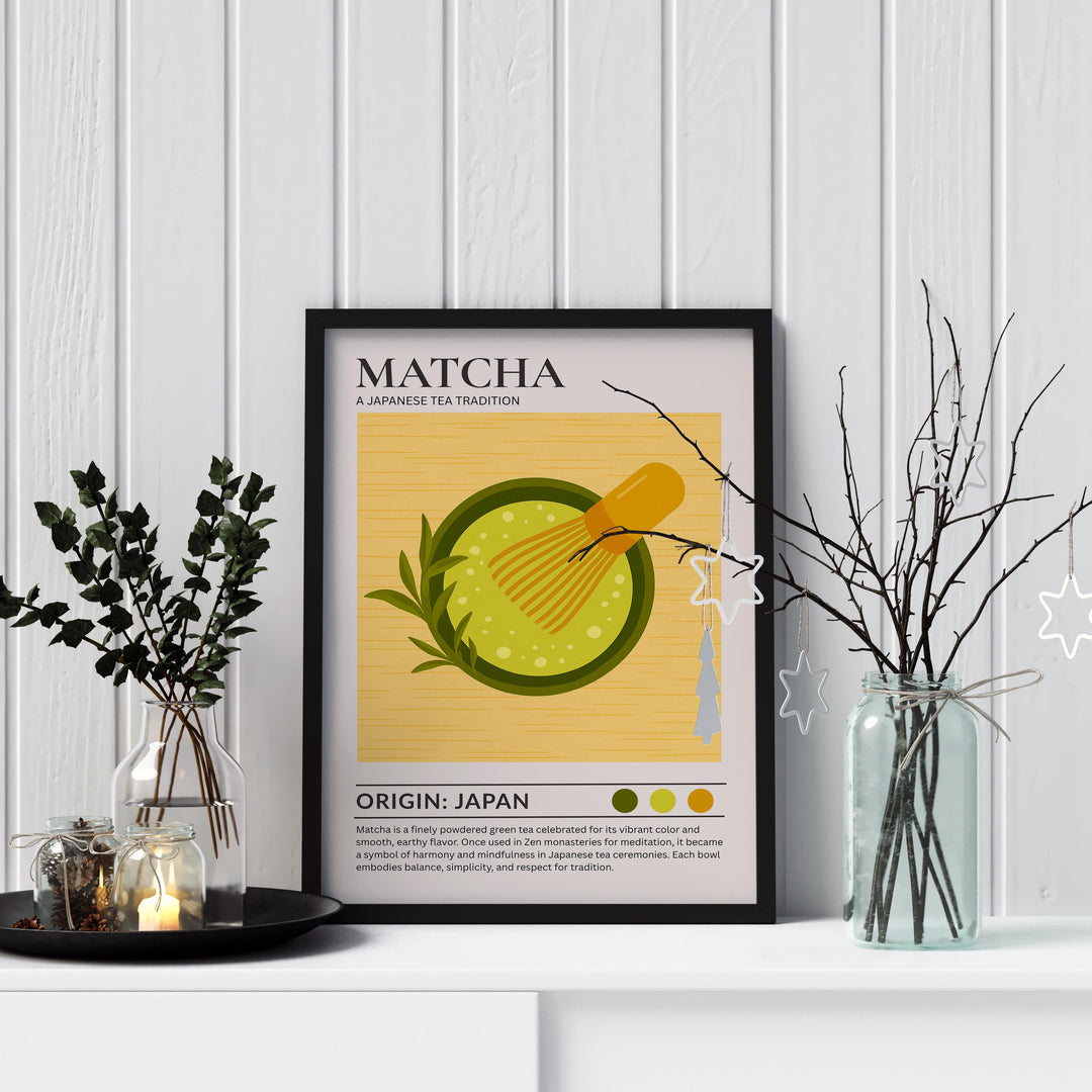 Matcha Kitchen Print Japanese Tea Poster Vintage Food Art Kitchen Wall Art Asian Drink Decor Dining Room Culinary Artwork