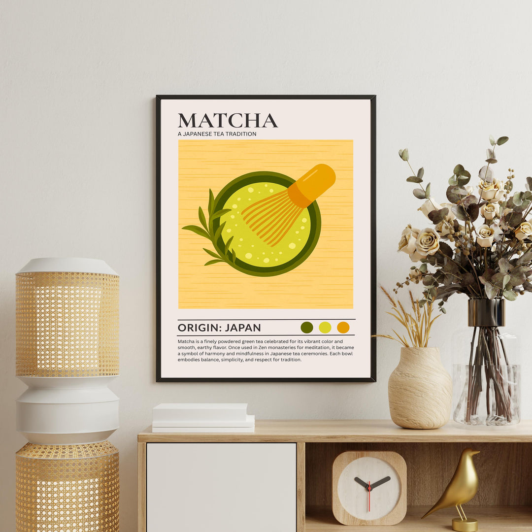 Matcha Kitchen Print Japanese Tea Poster Vintage Food Art Kitchen Wall Art Asian Drink Decor Dining Room Culinary Artwork