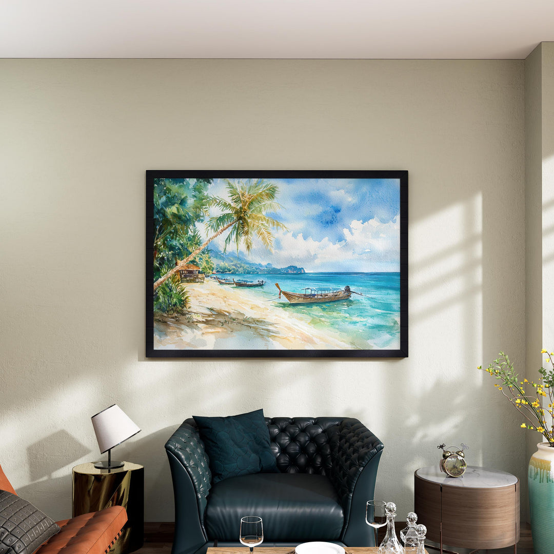 Koh Lanta Thailand Watercolor Poster Koh Lanta Travel Print Tropical Island Painting Beach Wall Art Asia Souvenir