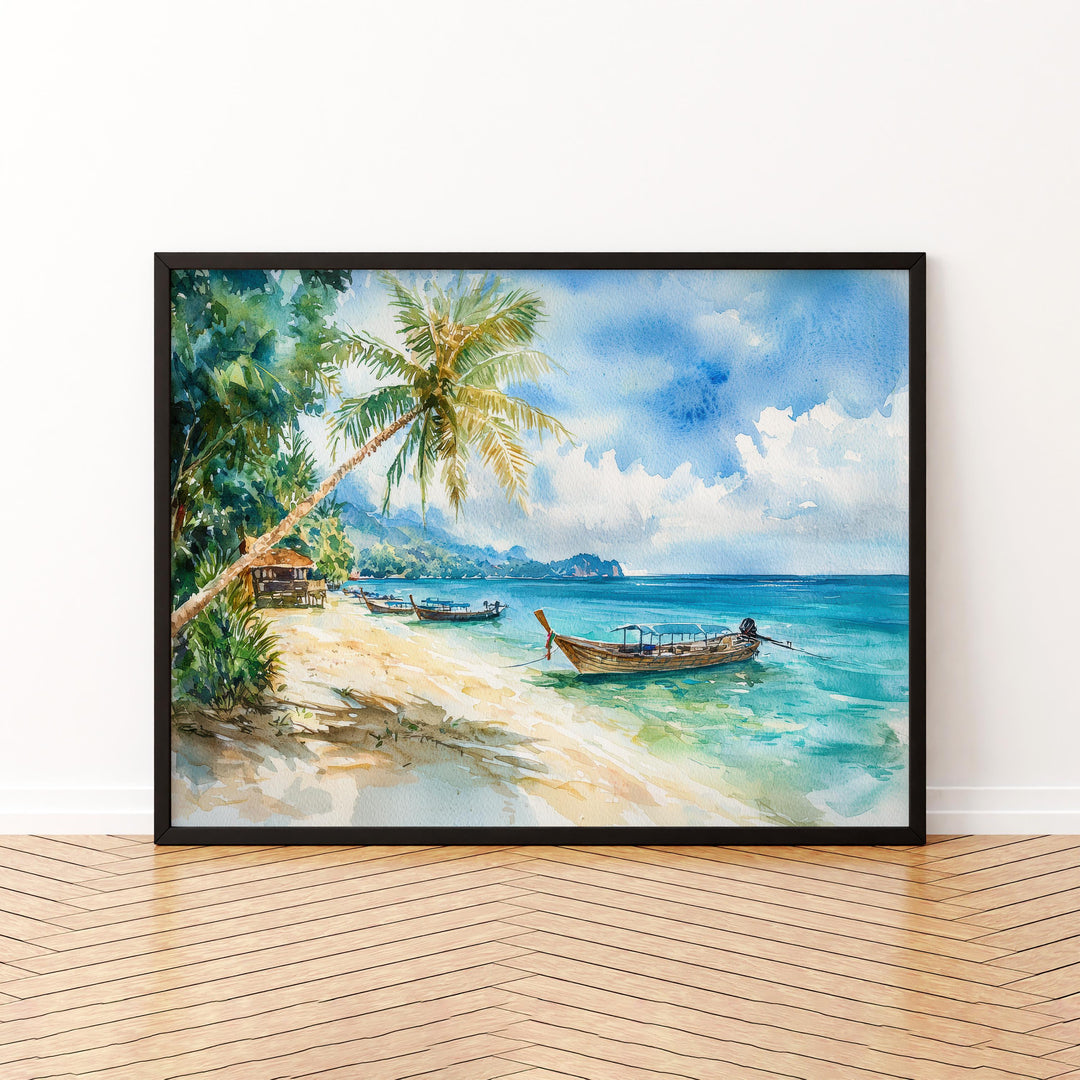 Koh Lanta Thailand Watercolor Poster Koh Lanta Travel Print Tropical Island Painting Beach Wall Art Asia Souvenir