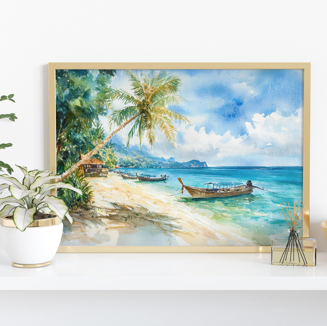 Koh Lanta Thailand Watercolor Poster Koh Lanta Travel Print Tropical Island Painting Beach Wall Art Asia Souvenir