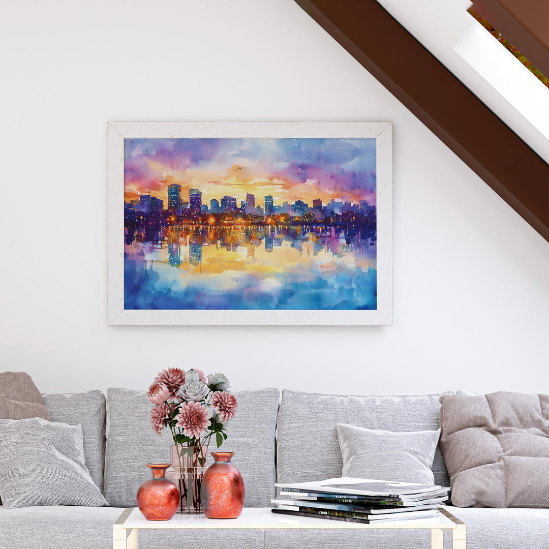 Hanoi Vietnam Watercolor Poster Hanoi Travel Print Old Quarter Painting City Street Wall Art Asia Souvenir