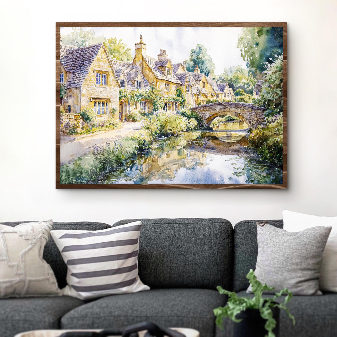 Cotswolds England Watercolor Poster Cotswolds Travel Print Countryside Village Painting Landscape Wall Art UK Souvenir
