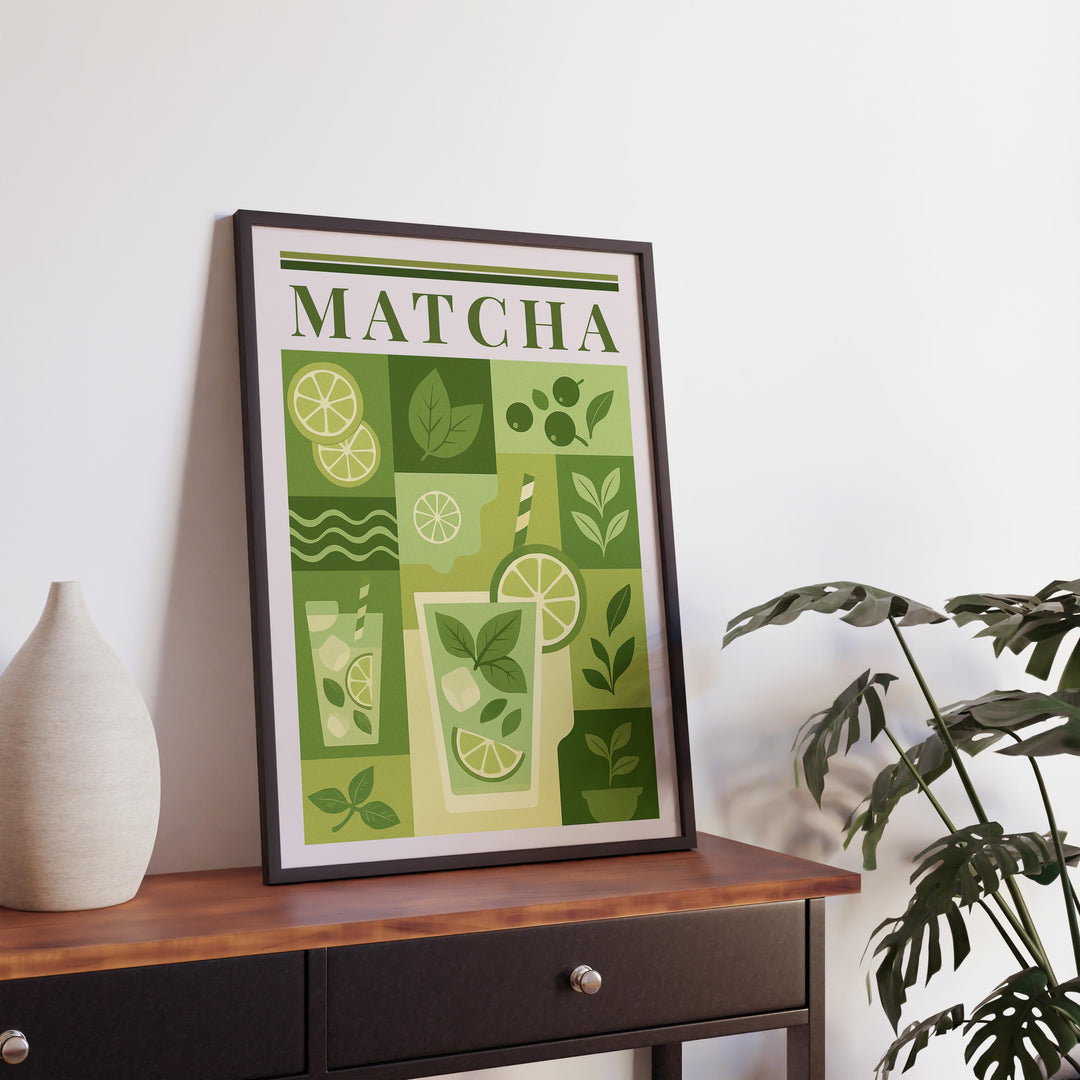 Matcha Kitchen Print Japanese Tea Poster Vintage Drink Art Kitchen Wall Art Asian Beverage Decor Dining Room Culinary Artwork