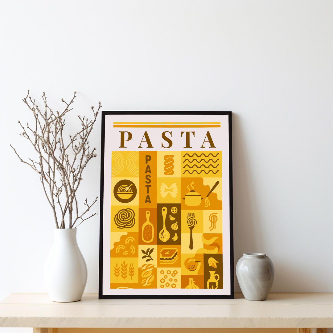 Pasta Kitchen Print Italian Food Poster Vintage Culinary Art Kitchen Wall Art Italian Cuisine Decor Dining Room Chef Artwork