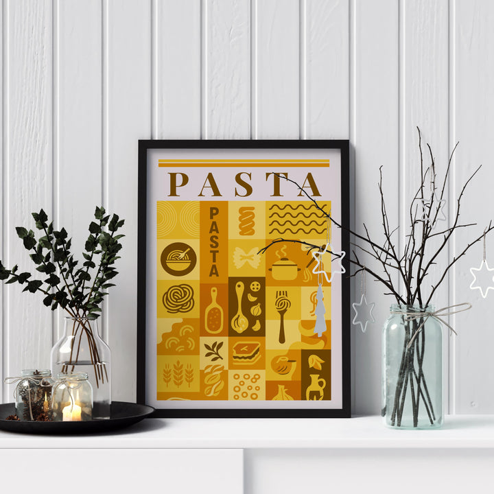 Pasta Kitchen Print Italian Food Poster Vintage Culinary Art Kitchen Wall Art Italian Cuisine Decor Dining Room Chef Artwork
