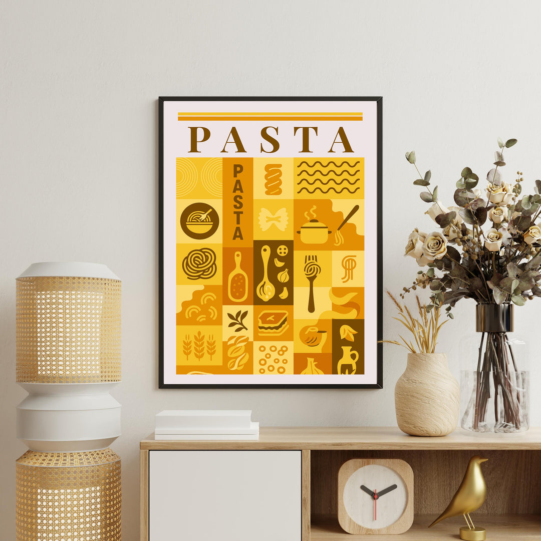 Pasta Kitchen Print Italian Food Poster Vintage Culinary Art Kitchen Wall Art Italian Cuisine Decor Dining Room Chef Artwork
