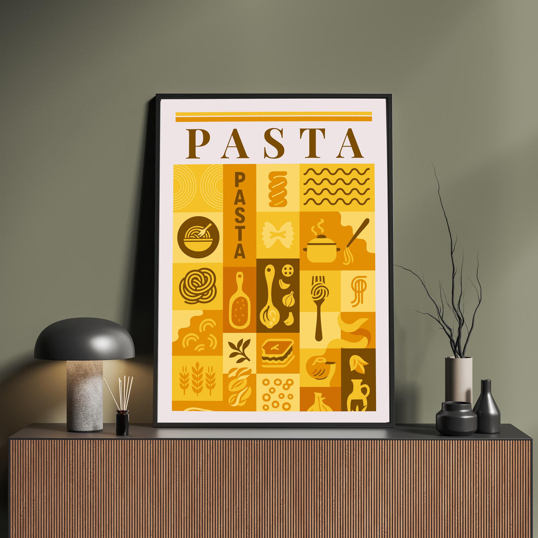 Pasta Kitchen Print Italian Food Poster Vintage Culinary Art Kitchen Wall Art Italian Cuisine Decor Dining Room Chef Artwork