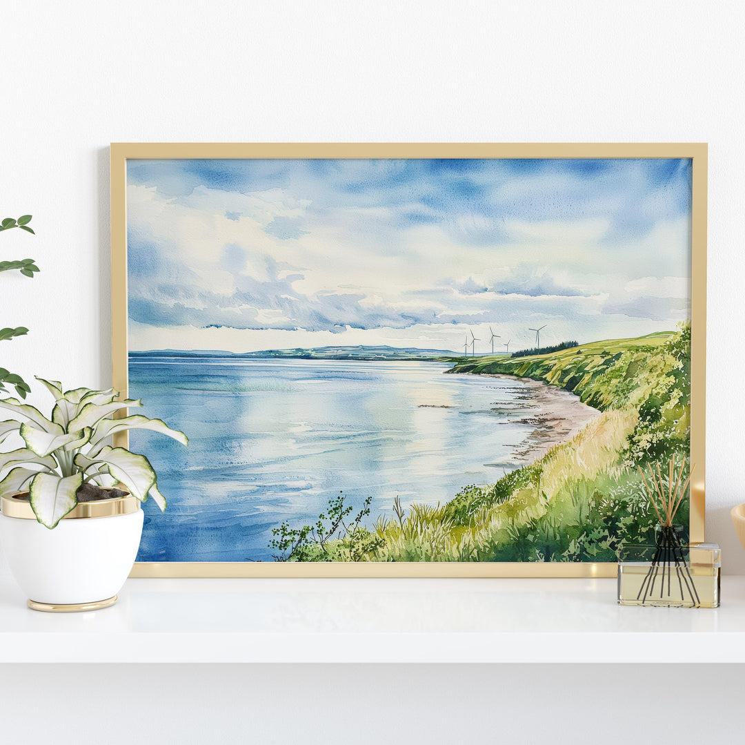 Solway Coast England Watercolor Poster Solway Coast Travel Print Coastal Landscape Painting Seaside Wall Art UK Souvenir