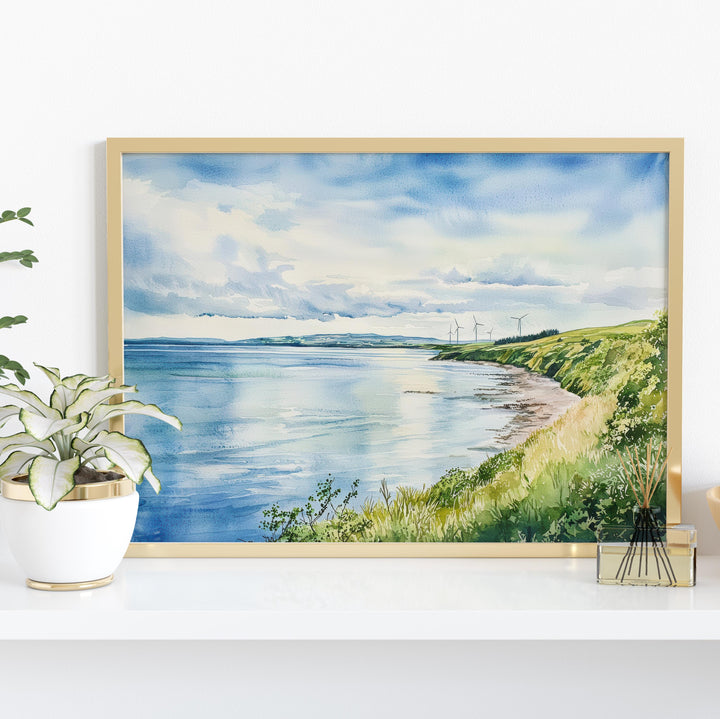 Solway Coast England Watercolor Poster Solway Coast Travel Print Coastal Landscape Painting Seaside Wall Art UK Souvenir