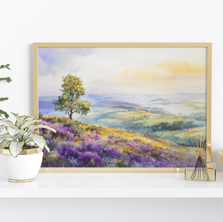 Quantock Hills England Watercolor Poster Quantock Hills Travel Print Countryside Landscape Painting Wall Art UK Souvenir