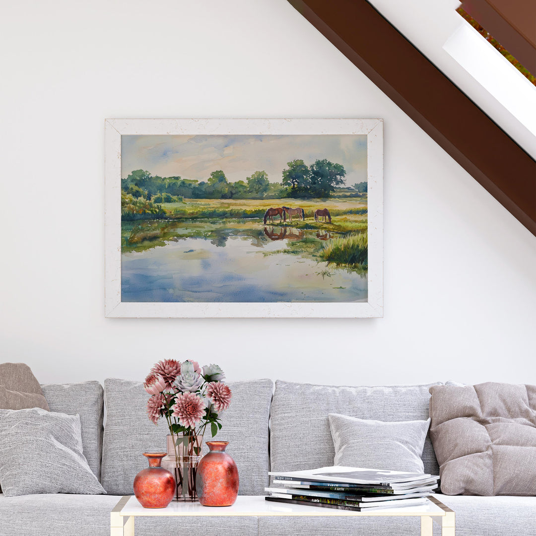 Kent Downs England Watercolor Poster Kent Downs Travel Print Countryside Landscape Painting Wall Art UK Souvenir