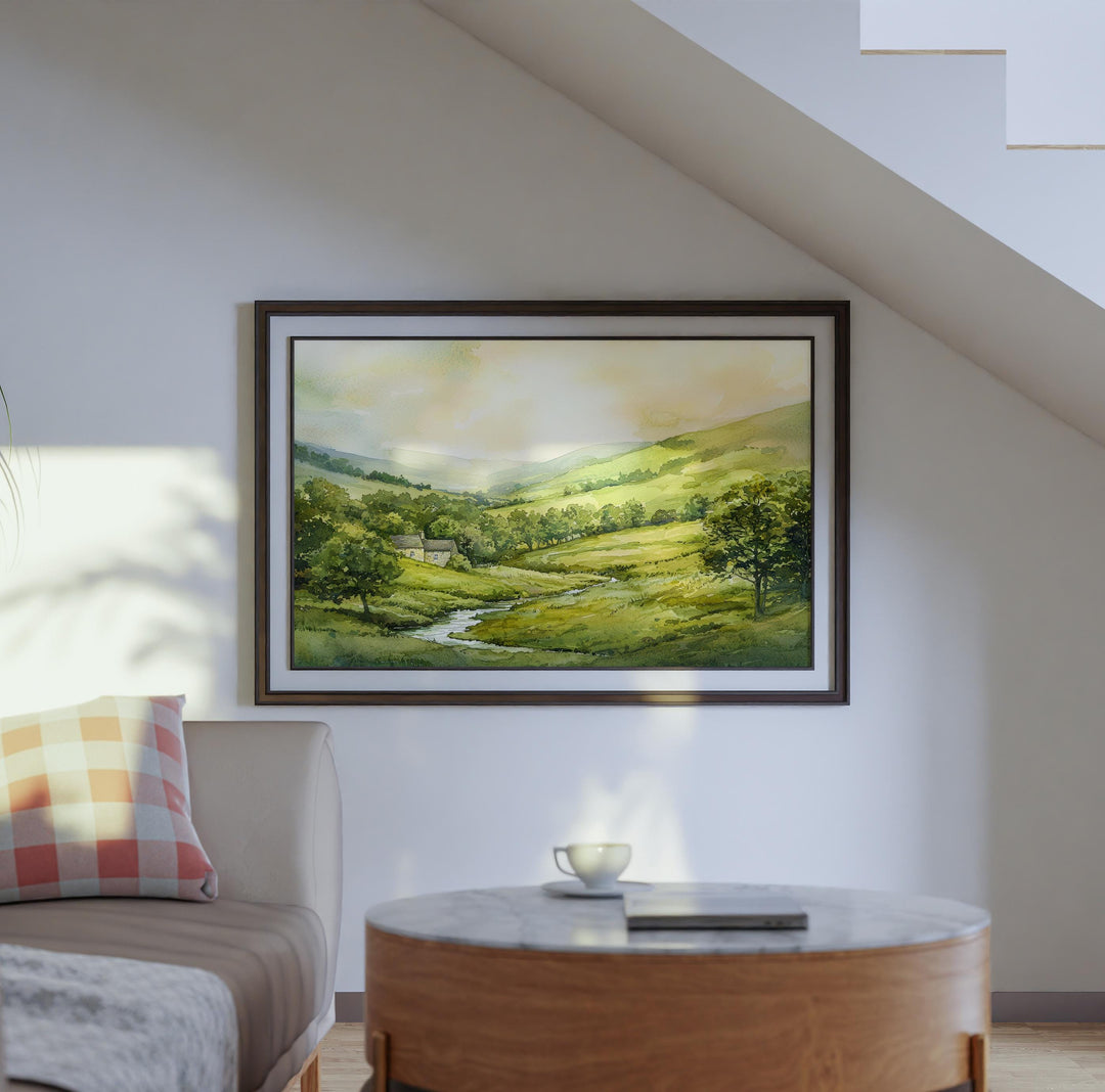 Forest of Bowland England Watercolor Poster Bowland Travel Print Countryside Landscape Painting Wall Art UK Souvenir