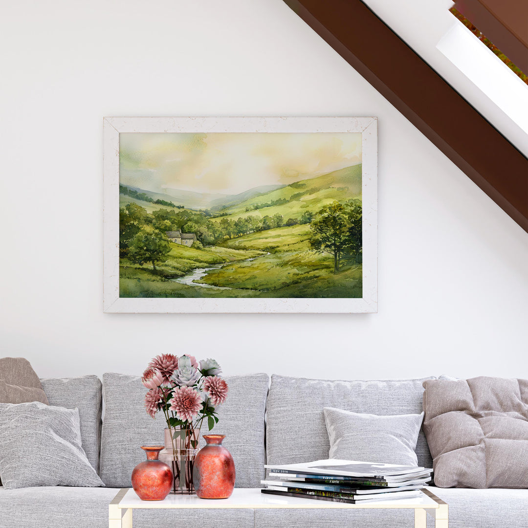 Forest of Bowland England Watercolor Poster Bowland Travel Print Countryside Landscape Painting Wall Art UK Souvenir