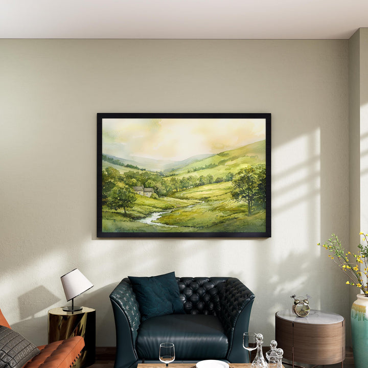 Forest of Bowland England Watercolor Poster Bowland Travel Print Countryside Landscape Painting Wall Art UK Souvenir