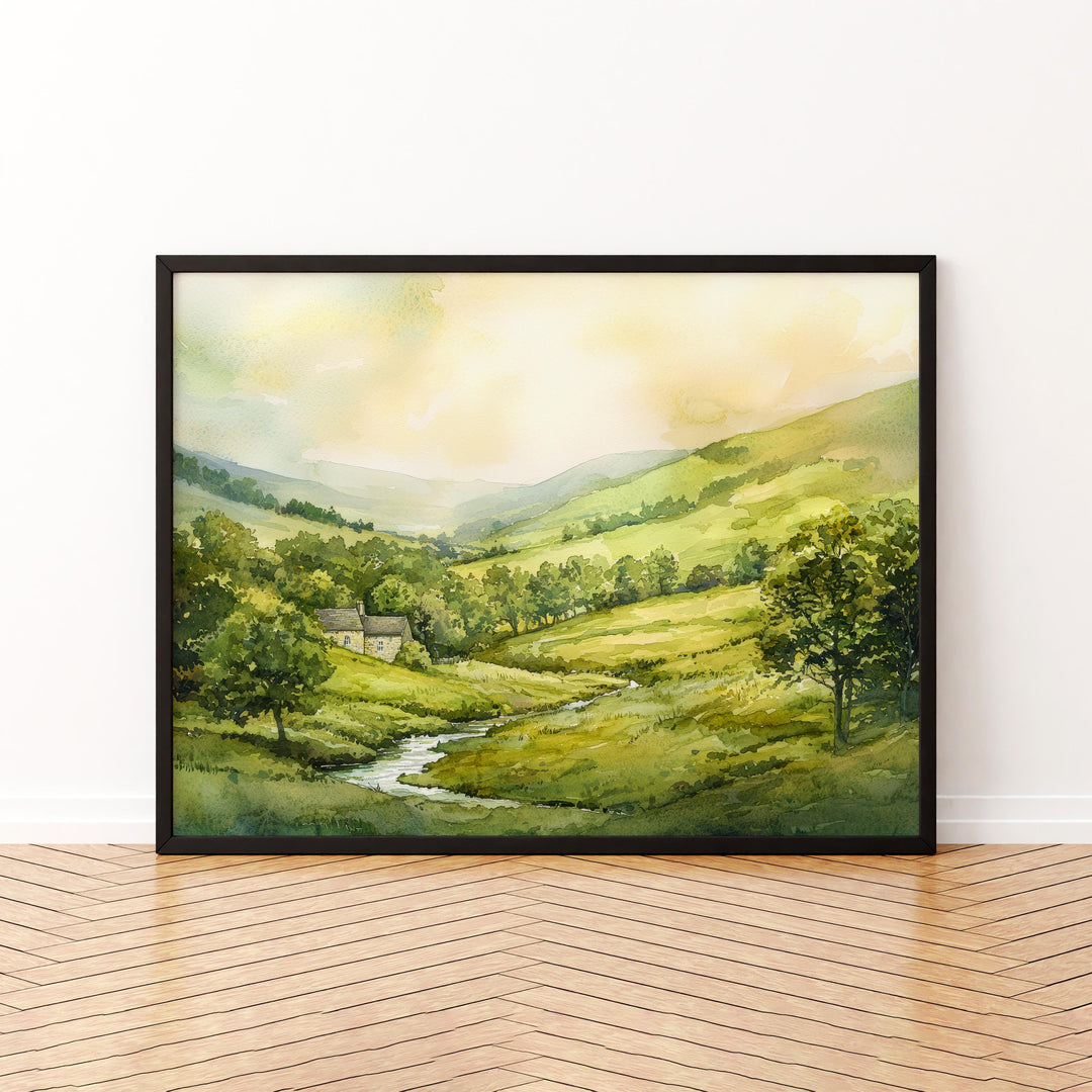 Forest of Bowland England Watercolor Poster Bowland Travel Print Countryside Landscape Painting Wall Art UK Souvenir