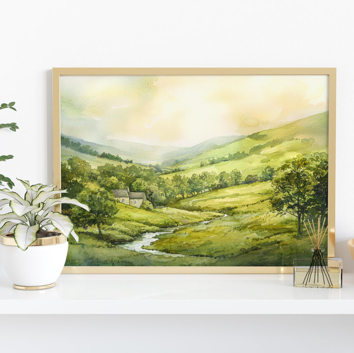 Forest of Bowland England Watercolor Poster Bowland Travel Print Countryside Landscape Painting Wall Art UK Souvenir