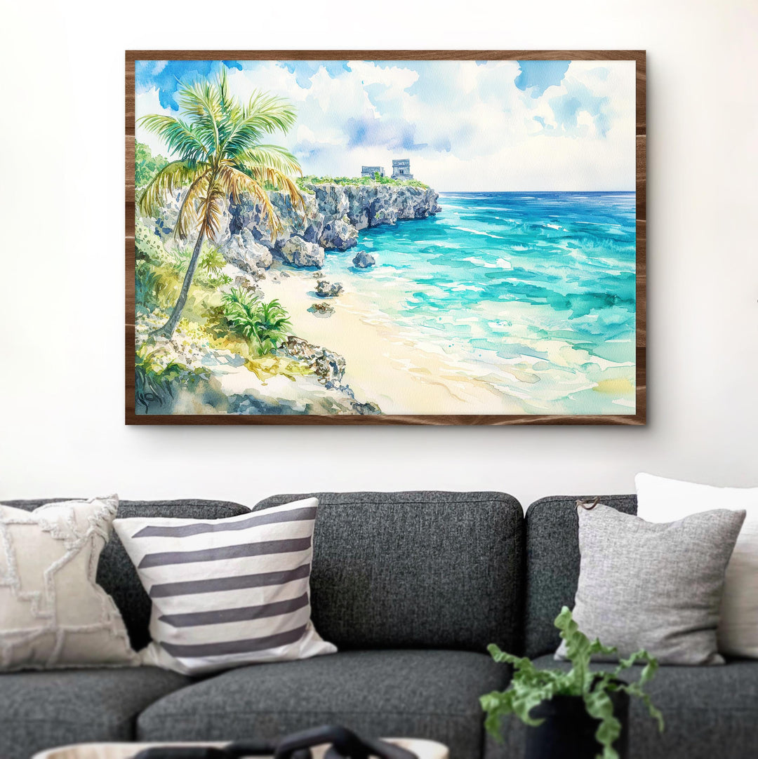 Cozumel Mexico Watercolor Poster Cozumel Travel Print Island Beach Painting Coastal Wall Art Caribbean Souvenir