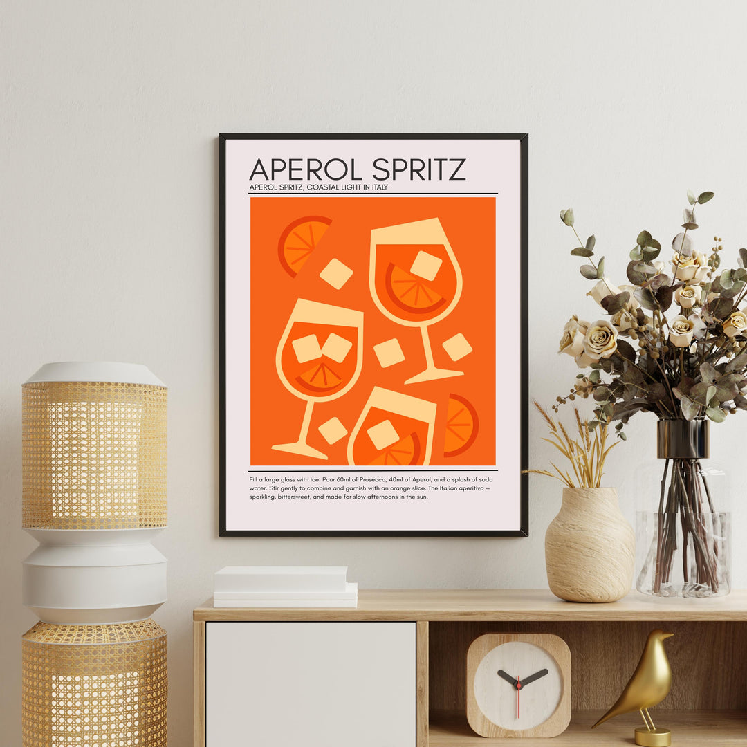 Aperol Spritz Art Deco Cocktail Print Elegant Drink Poster Bar Wall Art Cocktail Lover Gift Summer Decor Classic Beverage Artwork